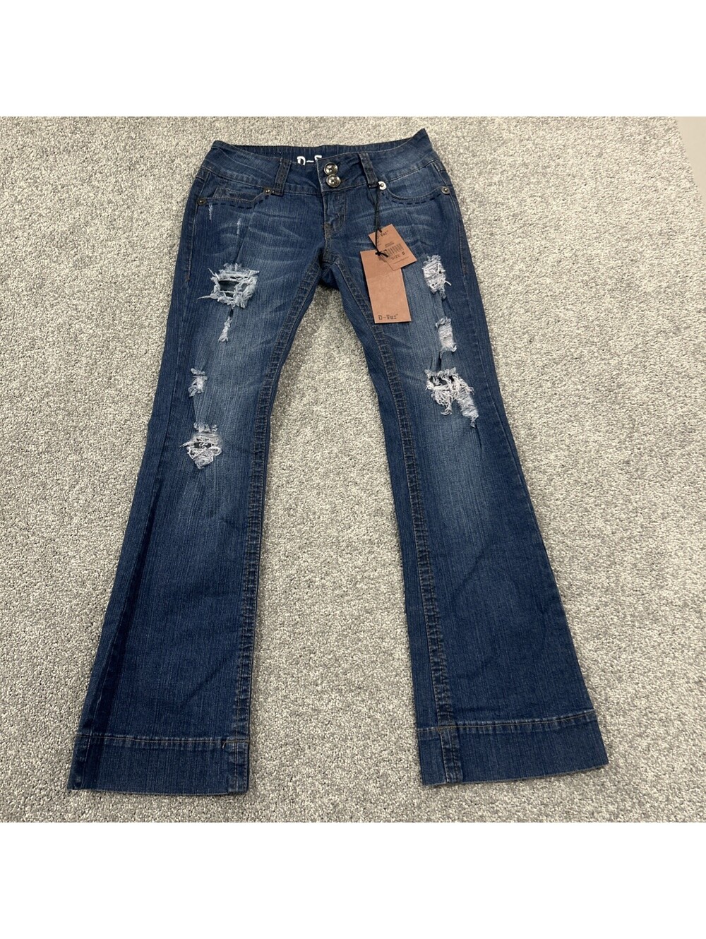 D-Fuz Y2K Bootcut Distressed Jeans Women’s New With Tags - Picture 1 of 10